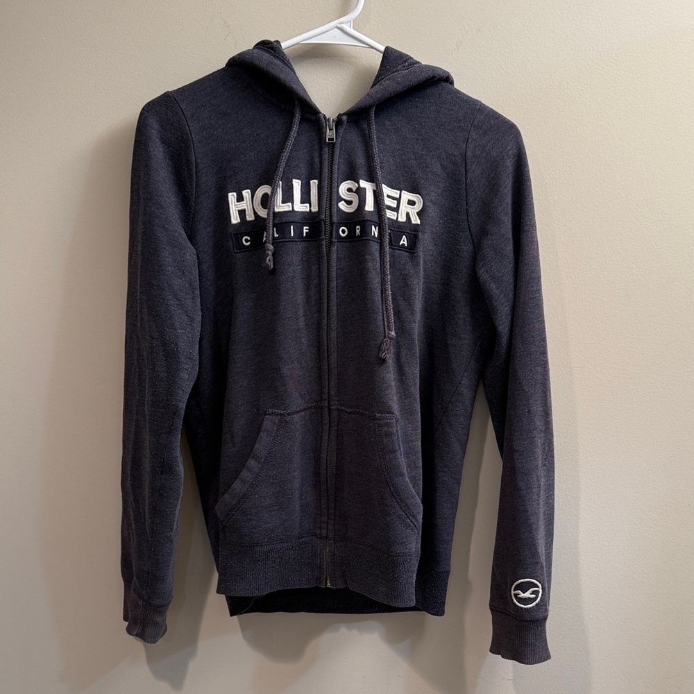 Hollister Dark Gray-Blue Zip-Up Sweater